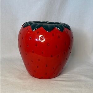 Strawberry Ceramic Vase with fun red and green design - so cute!
